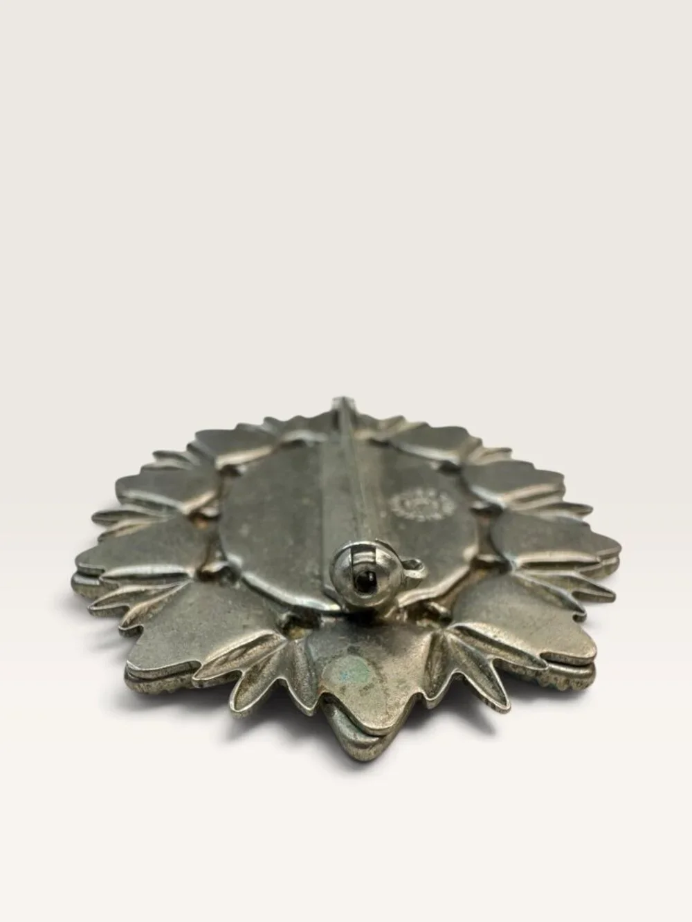 Bell Trading Post Vintage Southwestern Faux Turquoise Nickel Silver Brooch 1.77